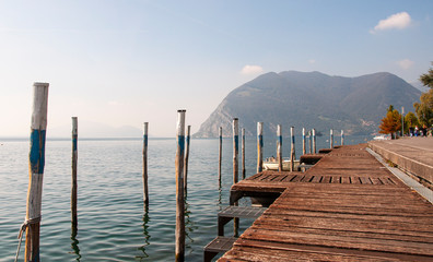 Pier at Montisola, Iseo Lake in the autumn