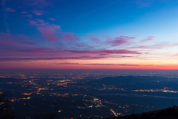 Fototapeta premium View of the plain from Mount Cesen in Italy
