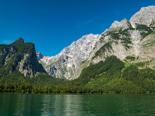 The Königssee as a quite place for hiking and relaxing and to enjoy nature in Germany