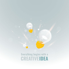  Light bulb and bokeh lights, innovation smart inspiration industry intention