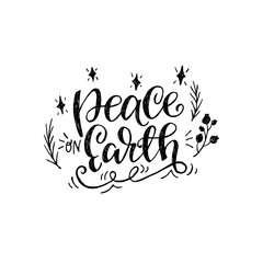 Peace on Earth hand lettering quote