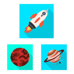 Vector illustration of science and cosmic sign. Collection of science and technology vector icon for stock.