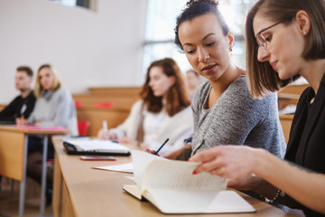 Multinational group of students in an auditorium
