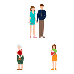 Fototapeta premium Vector illustration of family and people sign. Collection of family and avatar vector icon for stock.