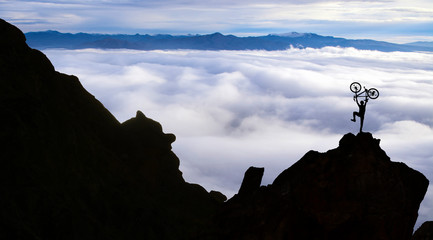 challenging mountains are easy for an unusual cyclist and can succeed by fighting