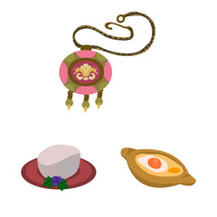 Vector design of Caucasus and traditions sign. Collection of Caucasus and attributes stock symbol for web.