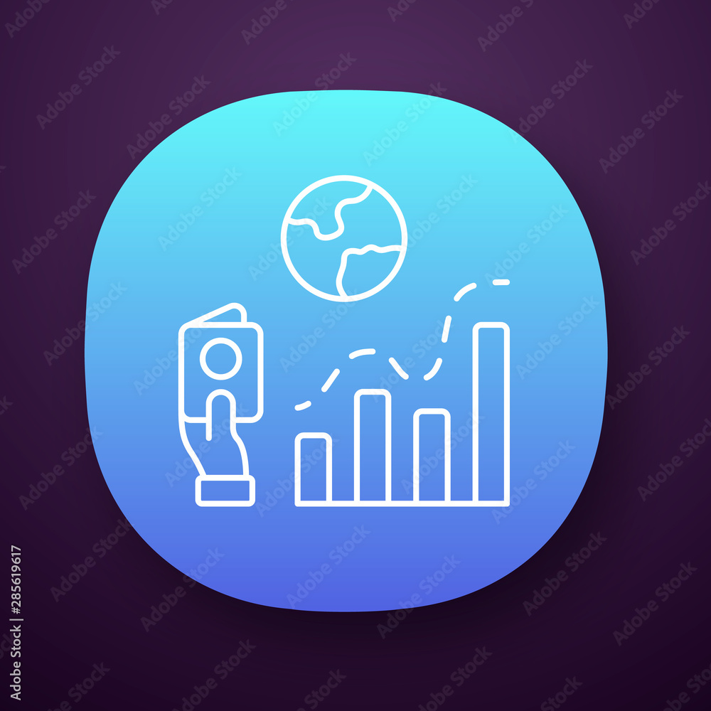 Poster immigration rate app icon. business analysis, analytical research. data representation. internationa
