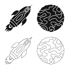 Vector illustration of astronomy and technology logo. Set of astronomy and sky stock symbol for web.