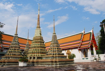 Fototapeta premium Pagoda of the thai art Buddhist temple in Bangkok, Thailand.
