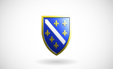 Bosnia Old Flag 1992-1998 Ljiljani BiH Flag Shield Bosnian Emblem 3D Render