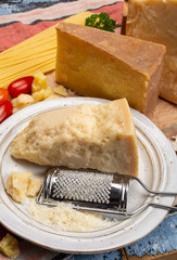 Cheese collection, hard cheeses from North Italy, aged Maniva cheese from Alps, parmesan from Parma...