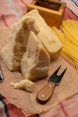 Cheese collection, hard italian cheese, aged parmesan and grana padano cheese