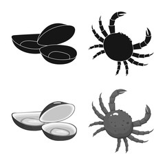 Isolated object of fresh and restaurant icon. Set of fresh and marine stock symbol for web.