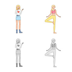 Vector design of posture and mood icon. Collection of posture and female stock vector illustration.