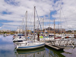 Fototapeta premium Port de Bayonne, a city in the department of Pyrénées-Atlantiques, in the Nouvelle-Aquitaine region of south-western France