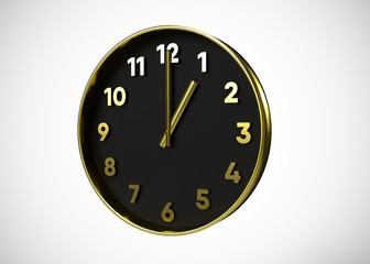 Clock 1 O’Clock Time 3D Render