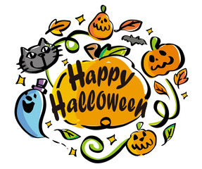 ハロウィンイラスト素材　テンプレート　カードデザイン　秋のイベント