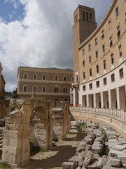 Lecce –  Roman amphitheater. It is an elliptical arena, around which the steps develop and it is...