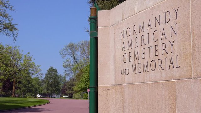 Establishing American World War Two cemetery memorial at Omaha Beach, Normandy, France.