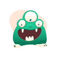 Monster isolated on white. Cartoon Monsters collection. Design for print, party decoration, t-shirt, illustration, logo, emblem or sticker. Vector.