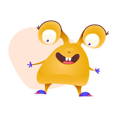 Monster isolated on white. Cartoon Monsters collection. Design for print, party decoration, t-shirt, illustration, logo, emblem or sticker. Vector.