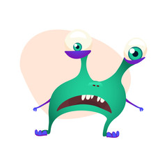 Monster isolated on white. Cartoon Monsters collection. Design for print, party decoration, t-shirt, illustration, logo, emblem or sticker. Vector.