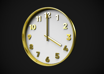 Clock 4 O’Clock Time 3D Render