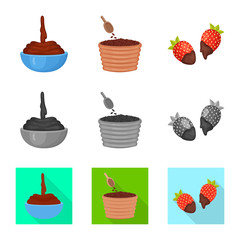 Vector design of food and yummy symbol. Set of food and brown stock symbol for web.