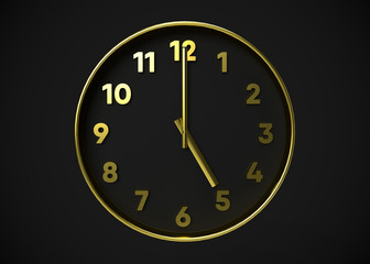 Fototapeta na wymiar Clock 5 O’Clock Time 3D Render