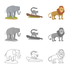 Obraz premium Vector design of nature and fun sign. Set of nature and entertainment stock vector illustration.