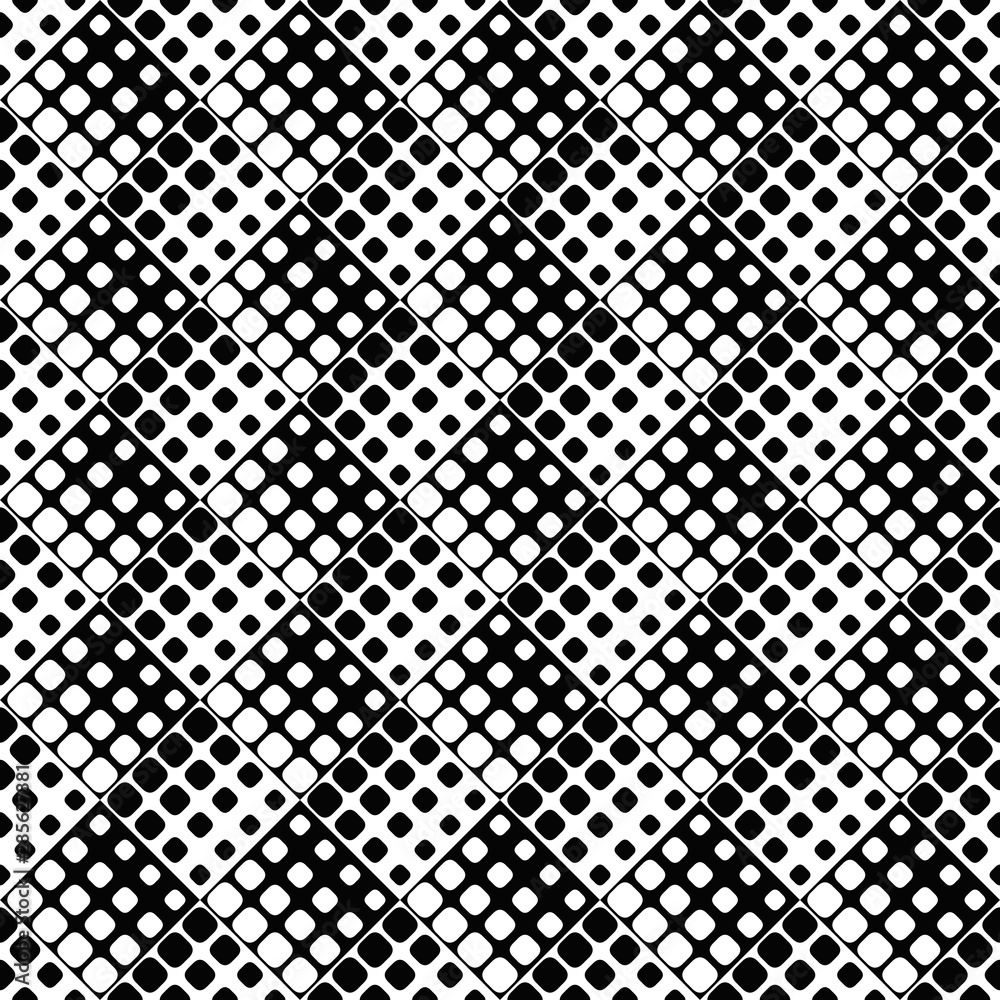 Poster seamless abstract square pattern background - black and white vector design from rounded squares