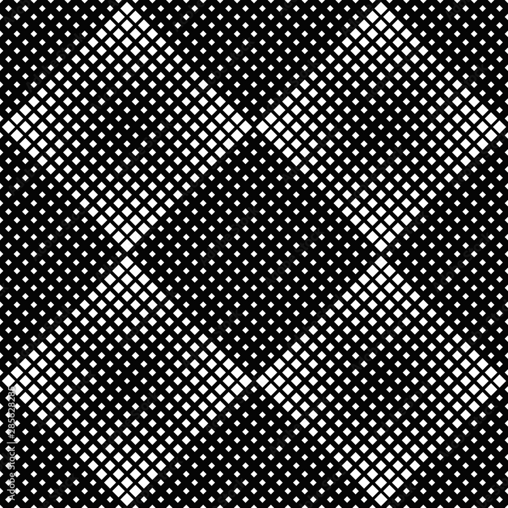 Poster Monochrome square pattern background - black and white abstract vector graphic from diagonal squares