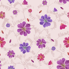 pink and purple flowers on a pink background