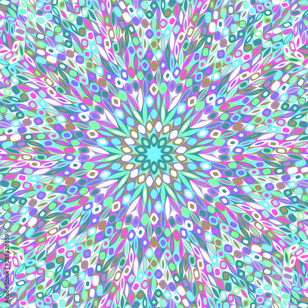 Poster geometrical dynamic hypnotic circular tile mosaic background - floral abstract colorful vector desig