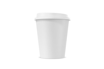 3d render illustration set of realistic mock up cups with plastic lid. Coffee to go, take out mug