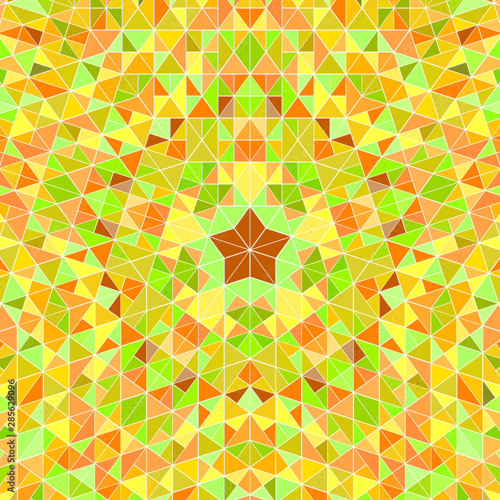 Poster abstract polygonal tile triangle mosaic background - psychedelic colorful circular vector design