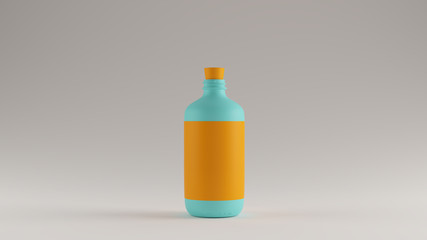 Gulf Blue Turquoise and Orange Glass Bottle with a Cork Stop 3d 