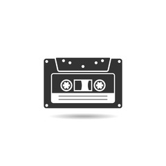 cassette icon flat vector isolated on white background from music collection,