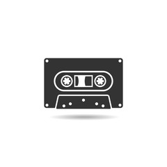 cassette icon flat vector isolated on white background from music collection,