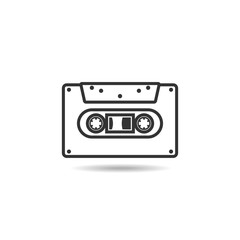 cassette icon flat vector isolated on white background from music collection,