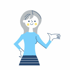 片手を上げる女性　