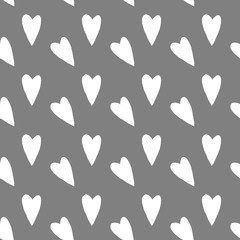 Watercolor illustration pattern minimalistic scandinavian plain white heart. Hand drawn isolated on a light gray background.