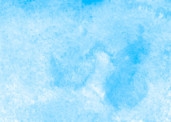 Blue abstract watercolor background. Blue sky background. The texture of the paper. Hand-drawn.