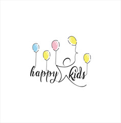Happy Kids Logo Balloon Icon Design Template . Ballon Logo Design Vector Stock