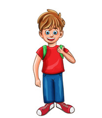 Happy boy smilling cartoon character Vector. Red shirt retro styles