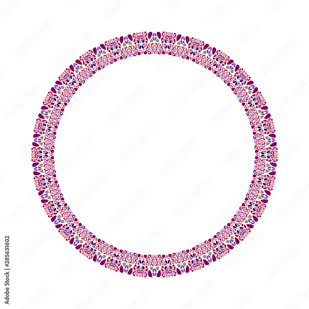 Poster colorful floral wreath - circular abstract round vector design element from curved shapes
