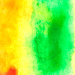 Green hand painted watercolor background. Abstract watercolor texture and background for design. Watercolor background on textured paper.