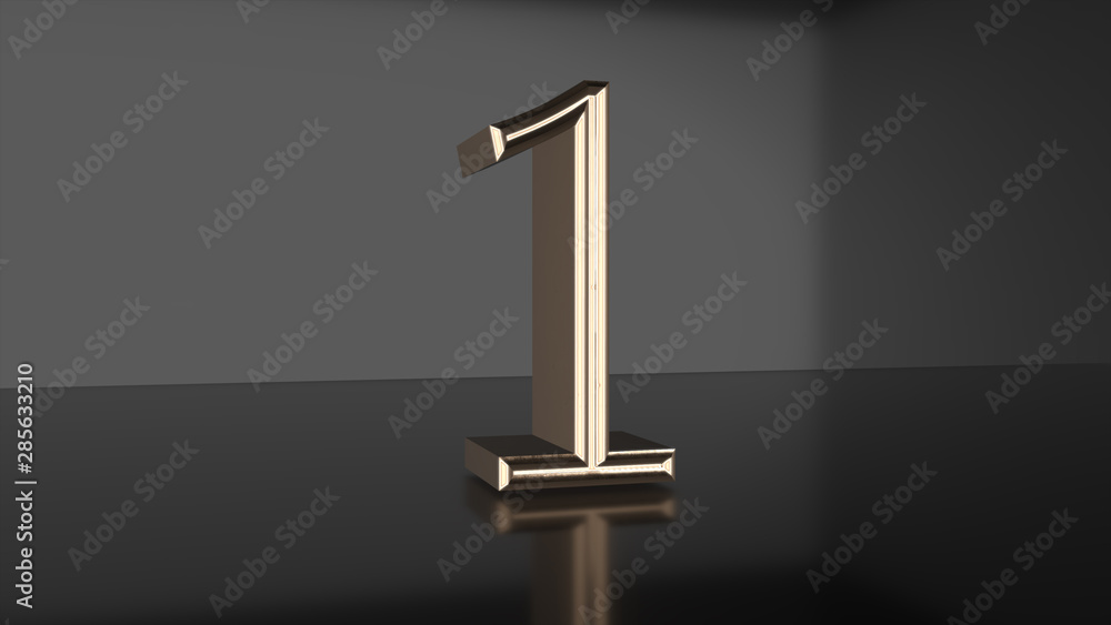 Poster golden number countdown from ten to zero 3d render