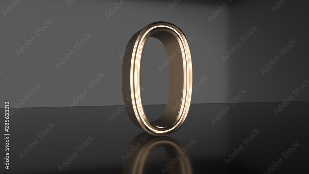 Poster golden number countdown from ten to zero 3d render
