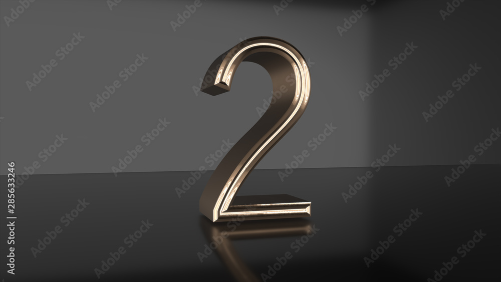 Poster golden number countdown from ten to zero 3d render